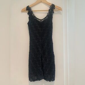 Free People Black Brocade Lace Dress